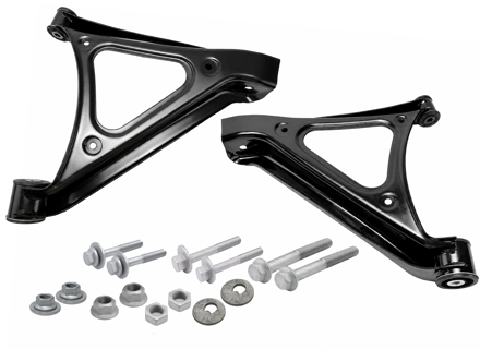 Triangles de suspension inférieurs arrière, jeu de 2. Porsche 958.1 Cayenne (92A) 2011-14 - 95831104100, 95831104200, PAF001833, WHT001796A, WHT001938, PAF105326, PAF103353, WHT004887, WHT006410 - A3327209, A3327210