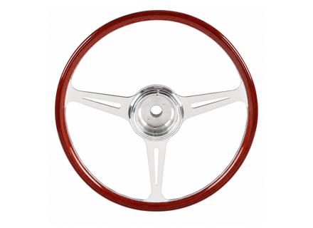 Steering Wheel with Wood Rim and Polished Aluminium Spokes - 394 mm. Porsche 356A - 64434708120, 35647018, 64434708100 - 1645500800