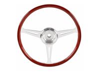 Steering Wheel with Wood Rim and Polished Aluminium Spokes - 394 mm. Porsche 356A - 64434708120, 35647018, 64434708100 - 1645500800