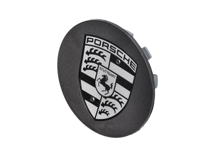 Wheel Cap 'Large Crest' Grey with Black crest for Porsche - 7PP601149, 00004460603