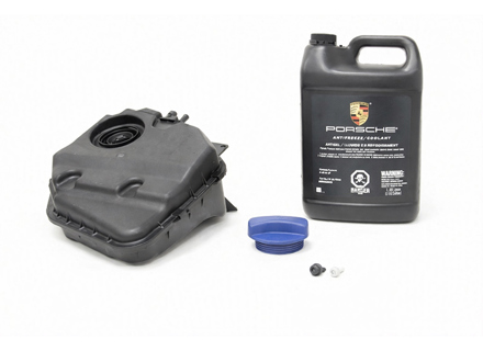 Water tank reservoir with cap and anti freeze 5Ltrs. Porsche 955 / 957 Cayenne 2003-10 - 95510614723, 95510614720, 95510614721, 95510614722, 9551061472
