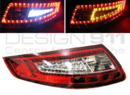 Indicator unit rear, Clear / Red with LED bulbs for Porsche 997 - 99763100095