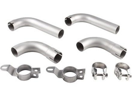 Exhaust Pipe and Clamp, Stainless Steel. Porsche 356B / 356C - 61611100660, 92.303S, 92.303, 92303, 92303S, 1620701510, 1620704910, 61611100660, 61611122103, 61611122303, 61611102500, 61611125501 - 1620704910