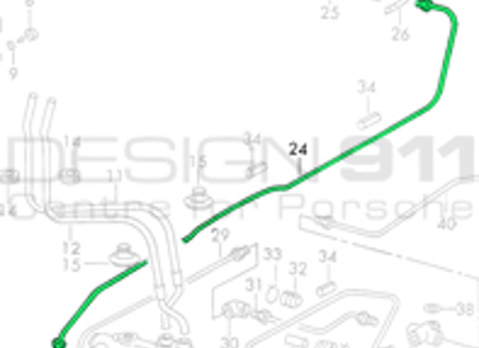 Brake master cylinder to front caliper flexi hose brake line, Right. Porsche 911 68-76 LHD - 90135562001, 90135562002, 90135562000, 9013556200Y