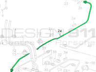 Remhoofdcilinder naar voorremklauw flexi slang remleiding, Rechts. Porsche 911 68-76 LHD - 90135562001, 90135562002, 90135562000, 9013556200Y