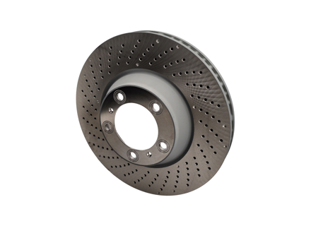 Brake disc rotor Front, drilled monoblock, 350x34mm. Porsche 996 GT3 / 997 GT3 - 99735140990, 99735141090 - PFL32909, PFR33009