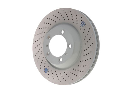 Brake disc rotor Front, drilled monoblock, 350x34mm. Porsche 996 GT3 / 997 GT3 - 99735140990, 99735141090 - PFL32909, PFR33009