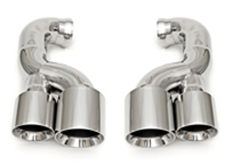 Uitlaateindpijpen Deluxe Quad Style in gepolijst chroom. Porsche Cayenne 957 TURBO / TURBO S - 95511125150, 95511125250, 95511125171, 95511125271