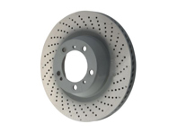 Brake disc rotor Rear, drilled monobloc, 350x28mm. Porsche 992.1 Carrera S / 4S - 992615601A, 992615602A - PRL39987, PRR39988