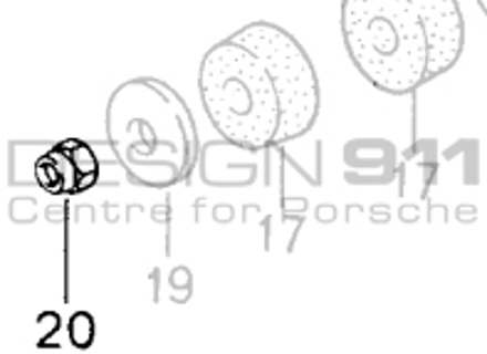 Gearbox Bracket Lock Nut. Porsche 993 C2/RS - 90091003109, 90091003101