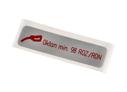 Etichetta con numero di ottano del carburante. Porsche 911 / 911 Turbo / 924 / 944 / 928 / 914 - 411000263A - PAKRR