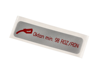 Etichetta con numero di ottano del carburante. Porsche 911 / 911 Turbo / 924 / 944 / 928 / 914 - 411000263A - PAKRR
