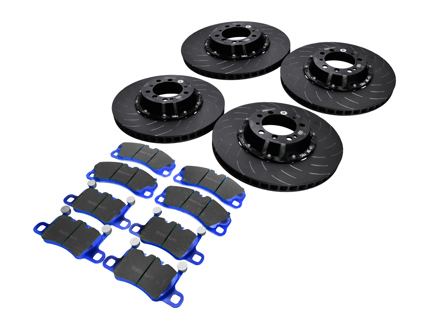 EBC Racing 两件式浮动刹车盘和蓝色刹车片套件。保时捷 991 turbo / 981 Cayman GT4 - P2DK045B, 99135140502, 99135140602, 99135194704, 99135240703, 99135240803, 99135294705 - DP52206NDX, DP52207NDX, SG2F012, SG2F016