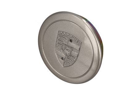 车轮盖“Fuchs”白金金属 - 保时捷金属浮雕徽章 - 91136103231, 91136103233