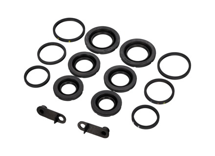Kit di tappi parapolvere e guarnizioni per pistoni delle pinze freno anteriori a 6 pistoncini. Porsche 996 / 997 / 987.1 - 99635191501, 99635191500, 95135291700 - 228010