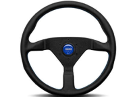 Steering wheel MONTECARLO with blue stitching and horn button - Momo - M11111785BKBLR