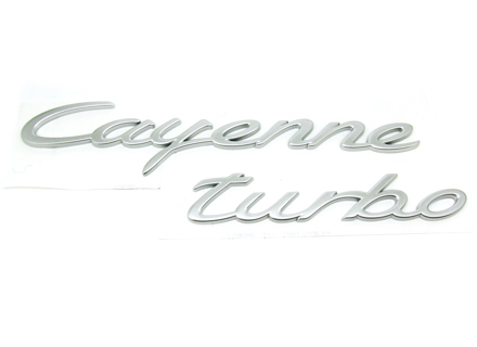 CAYENNE TURBO - Matt Chrome Rear Badge for Porsche 958 Cayenne - 9585596770001C, 95855967700