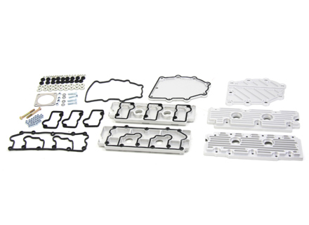 Camshaft and chain housing cover set in silver aluminium. Porsche 964 - 96410510701, 96410510801, 96410511601, 96410511602, 96410511603, 96410511604, 96410511605, 96410511606, 96410590200, 96410511503