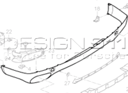 Rear bumper lower spoiler. Porsche 957 Cayenne - 95550552107G2X, 95550552108G2X, 95550552109G2X