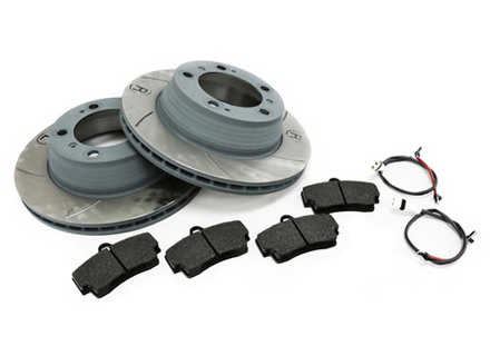 REAR Brake Pads & Slotted Brake Disc Package. Porsche 996 1997-04 Sebro - 99635240104, 98635293911, 99635208602, 99635208600, 99661236501
