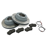 REAR Brake Pads & Slotted Brake Disc Package. Porsche 996 1997-04 Sebro - 99635240104, 98635293911, 99635208602, 99635208600, 99661236501