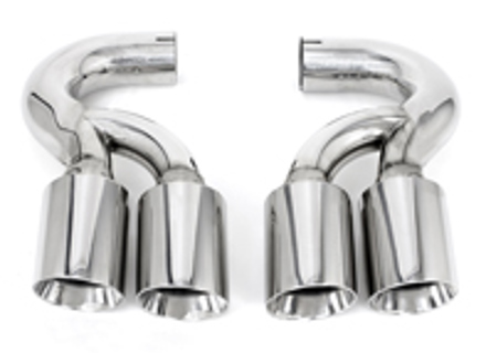 Exhaust Tail Pipes Deluxe Quad Style in Polished Chrome. Porsche Cayenne 955 Turbo / Turbo S - 95511100030, 95511125120, 95511125121, 95511198100, 95511125220, 95511125221, 95511198200