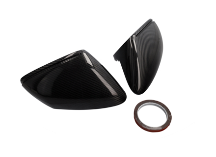 Door mirror covers in dry carbon fibre RHD. Porsche 992 / 9J1 Taycan - 992857527GG2X, 992857528GG2X - ML-ZDH435-PRO