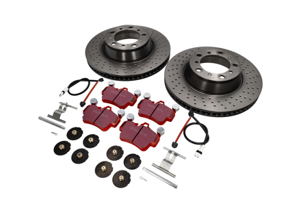 Brake Disc Package with Sport EBC Brake Pads Porsche 997 C2 3.6L - DP32029C, 99635240X02BRE, 99635240X02, 95535296000, 99761267602, 99635208600, 99635208602