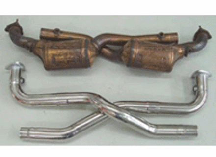 Exhaust Catalytic Converter Bypass Pipes. Porsche 996 GT3 - 99611112108, 99611302193, 996113021EX, 99611302197, 996113021FX, 99611302293, 996113022EX, 99611302297, 996113022FX
