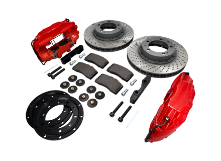 Kit di aggiornamento anteriore pinza freno e disco "Big Reds" per Porsche 911 69-73 - FVD351964499ALU