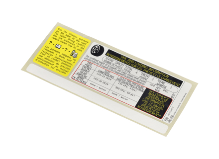 Adesivo Pressione pneumatici per ruote da 19". Porsche 997.1 C2 / C2S USA spec - 99770128753