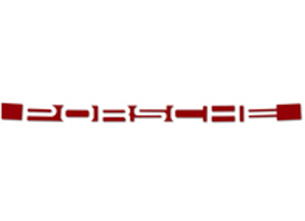 Rear logo 'PORSCHE', sticker in Guards Red. Porsche 911 72-73 - 91155903500, 91155903501, 91155903503