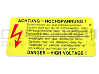 Sticker High Voltage Headlamp. Porsche 993 - 99370163101 Sticker High Voltage Headlamp. Porsche 993 - 99370163101