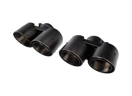 Set terminali di scarico sportivi a doppia estremità, in fibra di carbonio opaca. Porsche 997.2 Turbo - CARP97TDFIERKEV