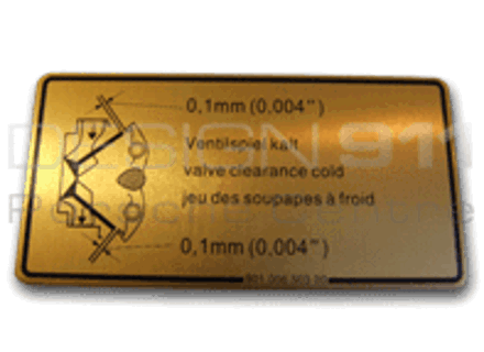 Aufkleber Ventilspiel. Porsche 911 / 914 / 964 - 90100650300