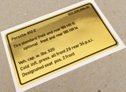 Tyre pressure decal. Porsche 912E (1976 – 1977) USA - 92300650600