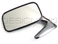 Door Mirror Rectangle in Chrome. SMALL. Porsche 911 70-73 - 91173101300, 91173101306, 91173101406, 91173101308, 91173101408