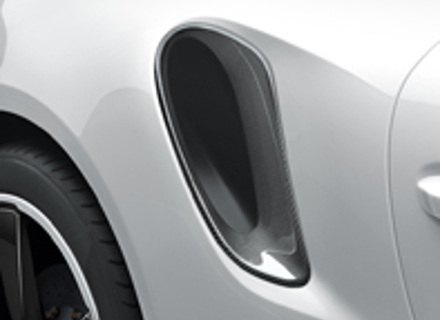 Air intakes in rear side section in carbon. Porsche 991.2 Turbo / S - 99104480410, 99104480074, 99104480410, 991504371001E0, 991504372001E0, 99150492501, 99150492501G2X, 99150492601, 99150492601G2X, 99150493500A3G, 99150493600A3G