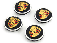 Wheel caps in Matt Black with coloured Porsche Crest for Porsche Taycan / Panamera - 9J1073002 Wheel caps in Matt Black with coloured Porsche Crest for Porsche Taycan / Panamera - 9J1073002