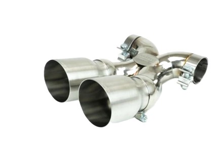 Fabspeed Maxflo TRUE X-Pipe With Dual Tips, Single Wall Brushed Stainless Steel. Porsche 981 Boxster / Cayman - FSPOR981DLTP, FSPOR981DLTCF, FSPOR981DLTB, FSPOR981DLTTI - FS.POR.981.DLTBR