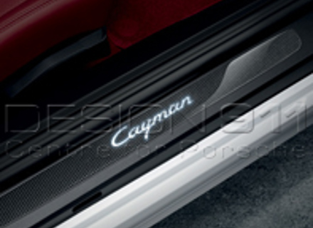 Side Sills Trims in Carbon with Logo, Illuminated. Porsche 981C Cayman / 718 (982) Cayman - 98104480032, 98104480033