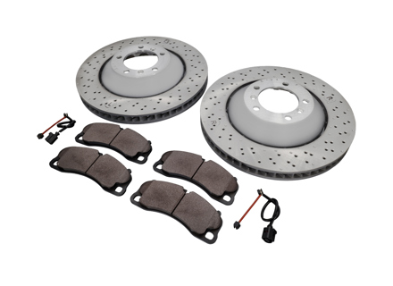 Bremsbeläge und Bremsscheibenpaket vorn. Porsche Cayman 981 GT4 ABS - 98135140580, 98135140581, 98135140680, 98135140681, 99135194704, 99160918180