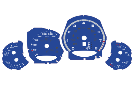 Dial face set PDK / KMH. Porsche 991.2 turbo / turbo S