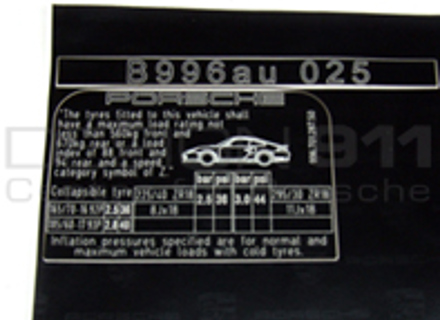 Adhesivo Presión Neumático Porsche 996 C4S (AUS) - 99670128750