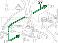 Brake Master Cylinder to Rear Caliper Brake Line. Porsche 911 68-71 RHD - 90135562402, 90135562400