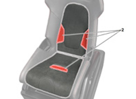 Elementi della griglia per il pannello centrale del sedile avvolgente stampato in 3D. Porsche 991 / 992 / 718 Boxster / 718 Cayman - 982044789, 9820447898YR, 98204478984A, 9820447891S1, 982044779B, 982044779A, 982044779