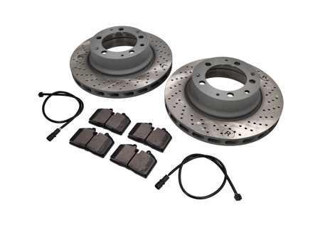 REAR Brake Pads and Brake Disc Package. Porsche 930 Turbo 1978-89 - 93035204502, 93035204601, 96435193903, 93061221100, 93035204502SEB, 93035204601SEB, 96435193903BRE, 90026904701