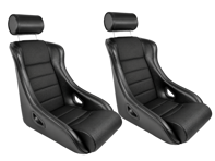 Sport-Stradale kuipstoelen, zwart kunstleer / gevlochten, set van 2. Porsche 356 / 911 / 912 1950-89
