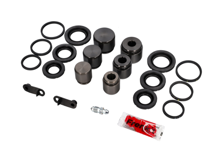 Kolben- und Dichtungssatz für 6-Kolben-Bremssättel der Vorderachse. Passend für Porsche 996 / 997 / 987.1 - 99635191501, 99635191500, 95135291700 - 228909