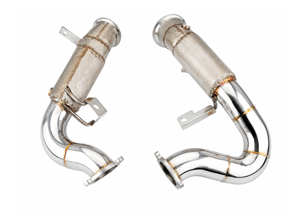 Exhaust downpipes, Bypass version. Porsche 95B.1 Macan 3.0 T / 3.6T - 95B254350, 95B254350X, 95B254300, 95B254300X